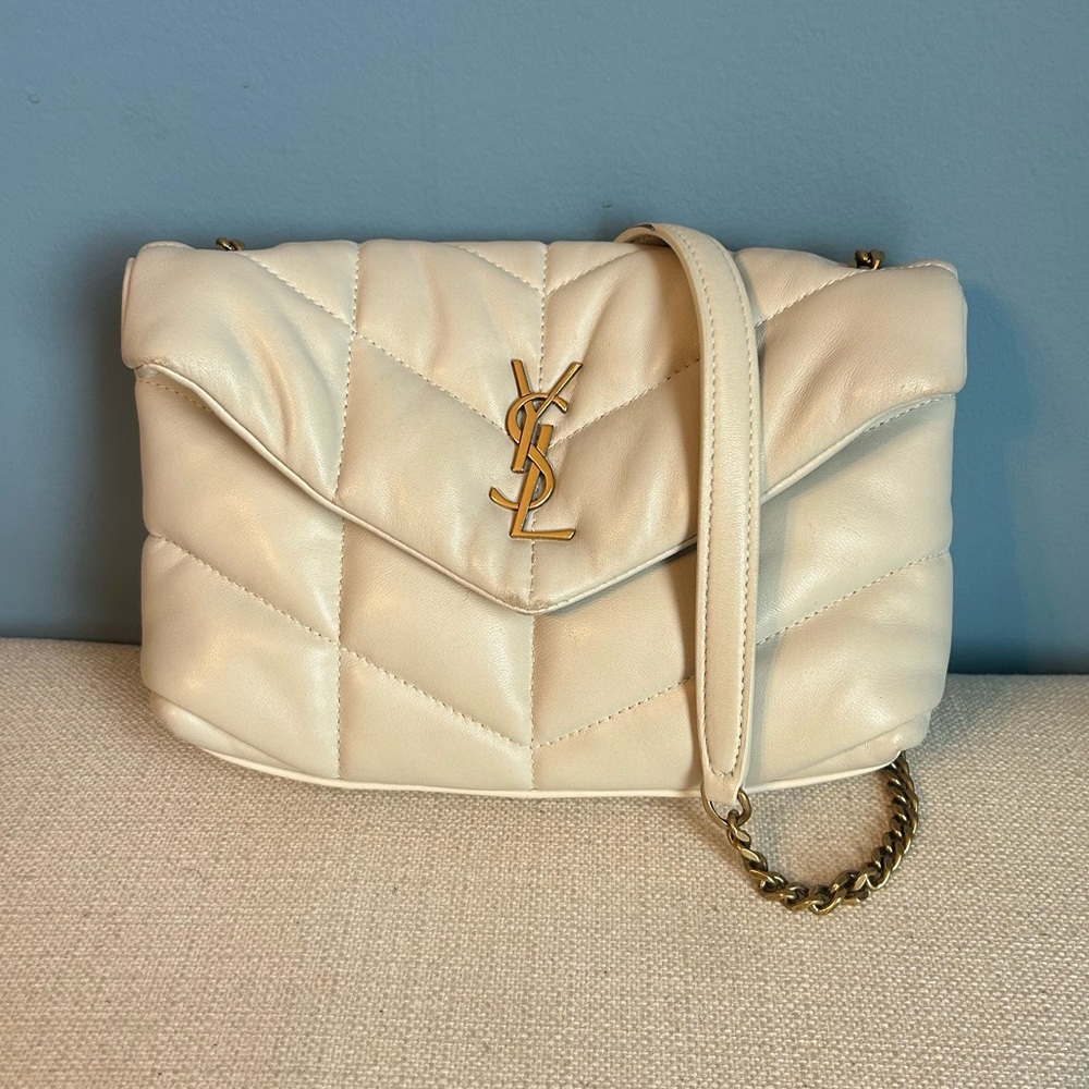 Saint Laurent White Toy LouLou Puffer Bag
